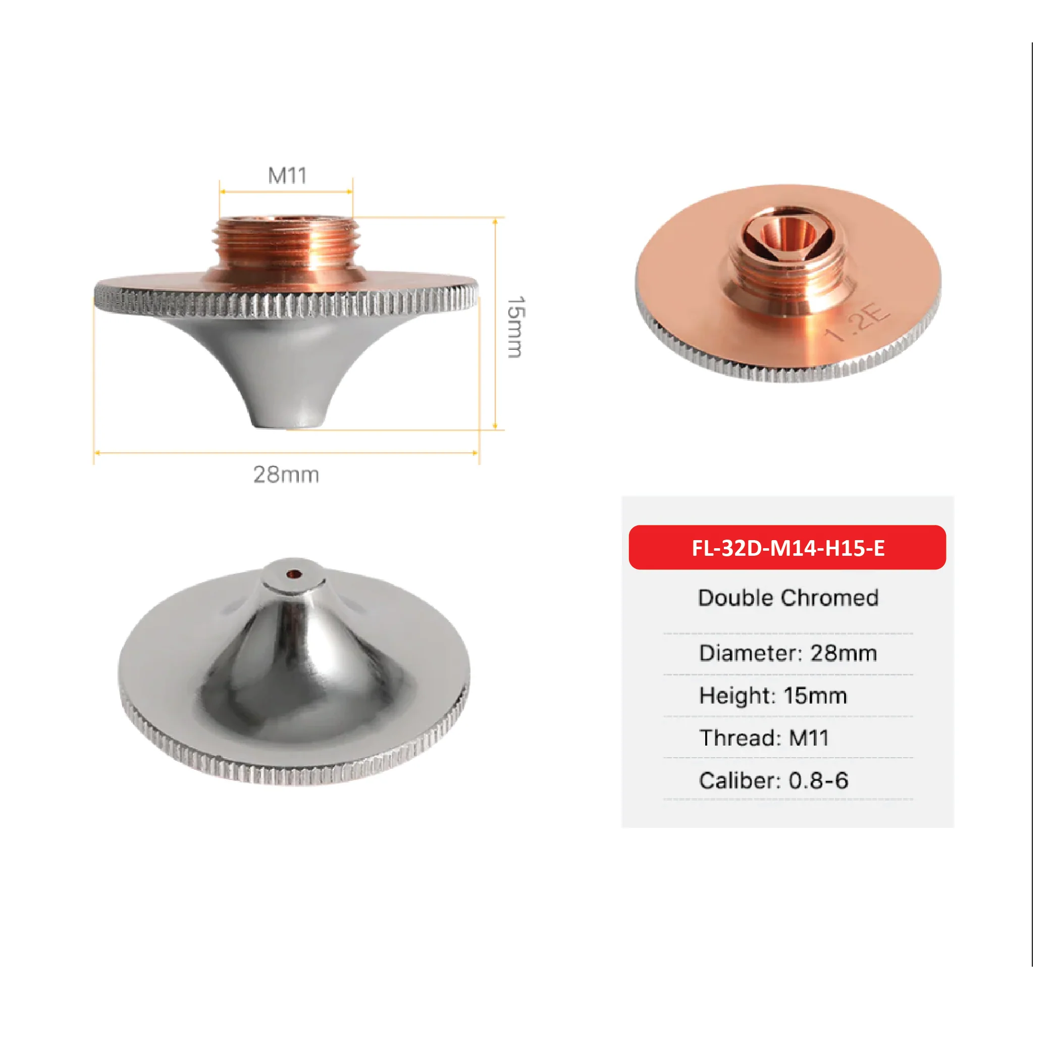 28mm Diameter, M11, 15mm Height - Fiber Nozzles - Image 3