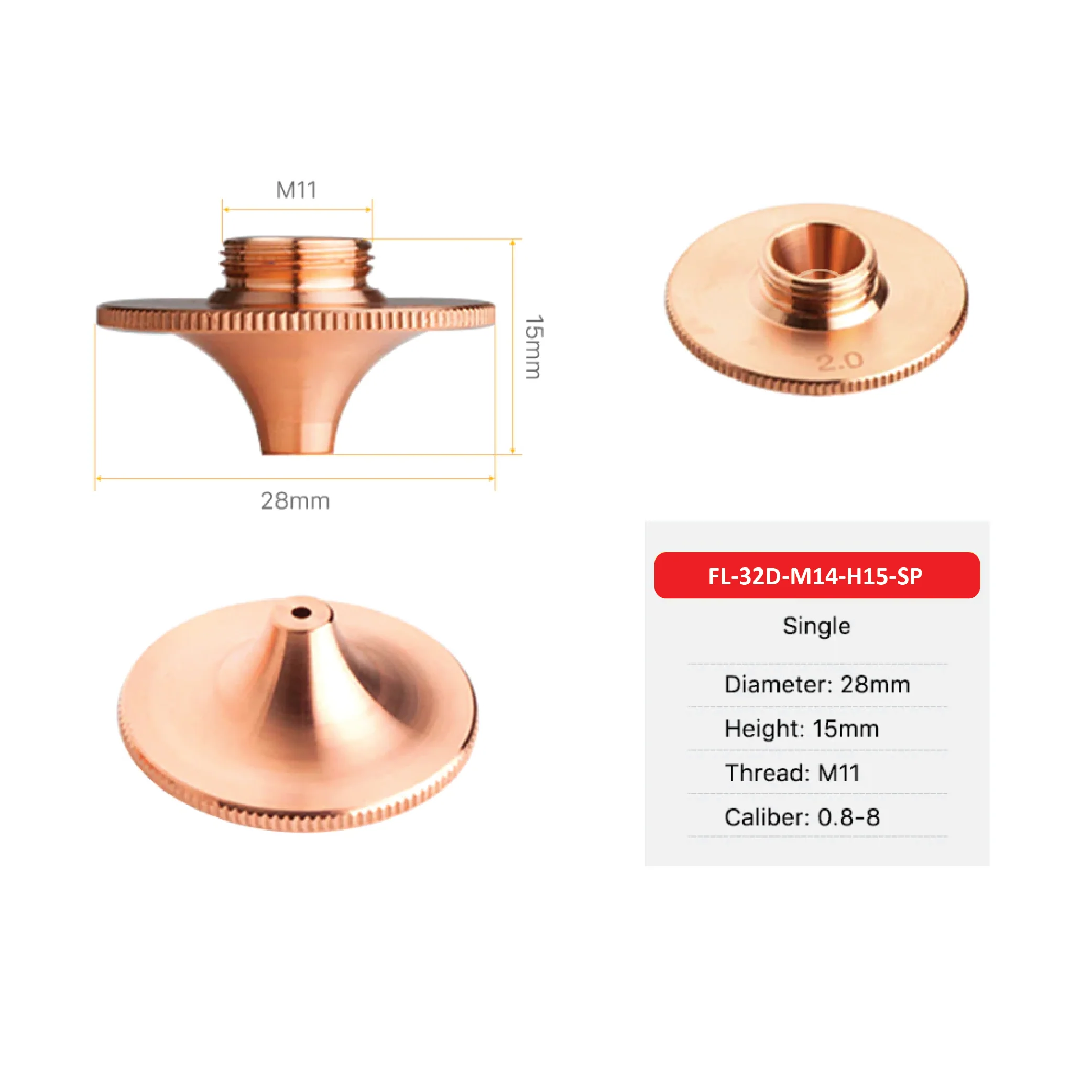 28mm Diameter, M11, 15mm Height - Fiber Nozzles - Image 4