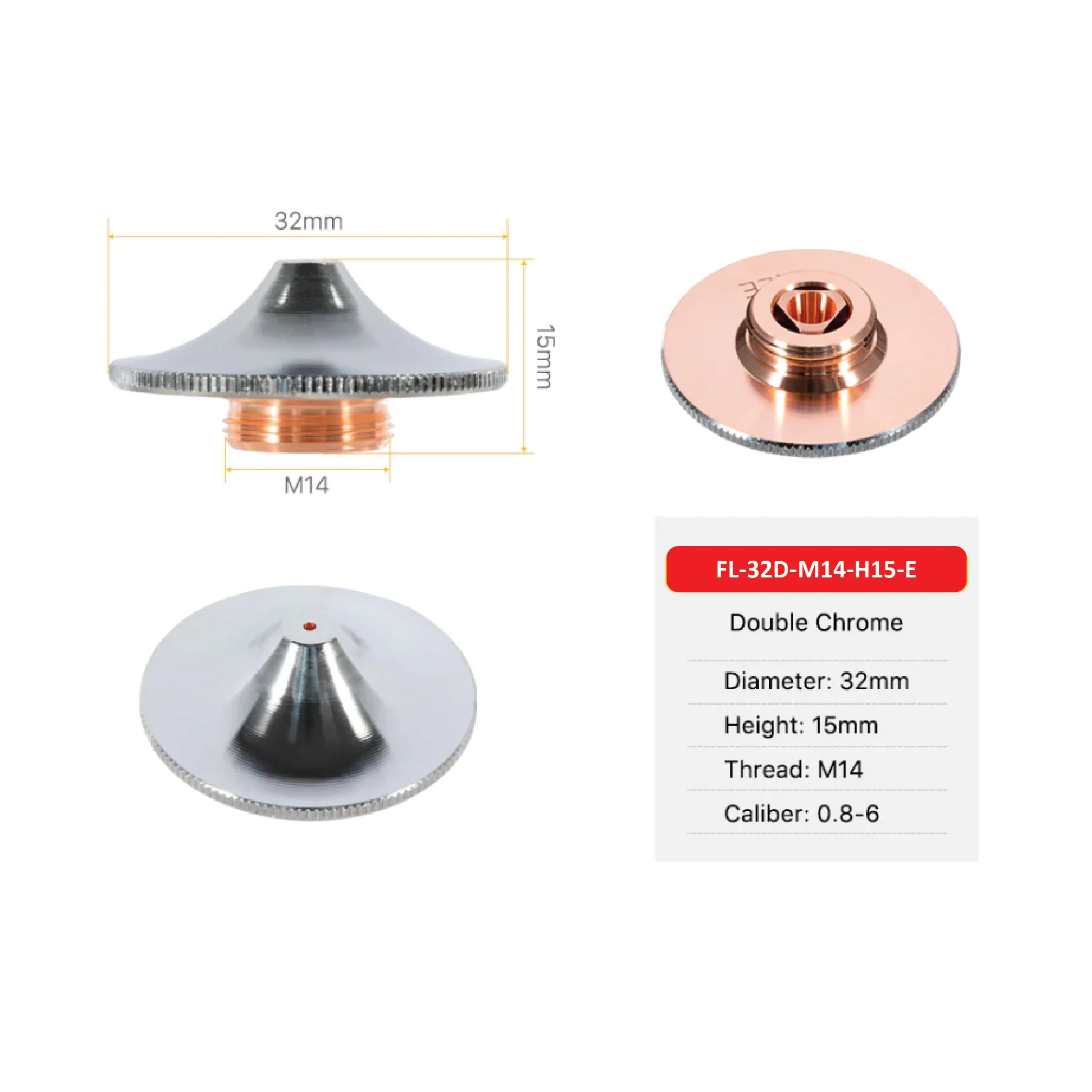 32mm Diameter, M14, 15mm Height - Fiber Nozzles - Image 3