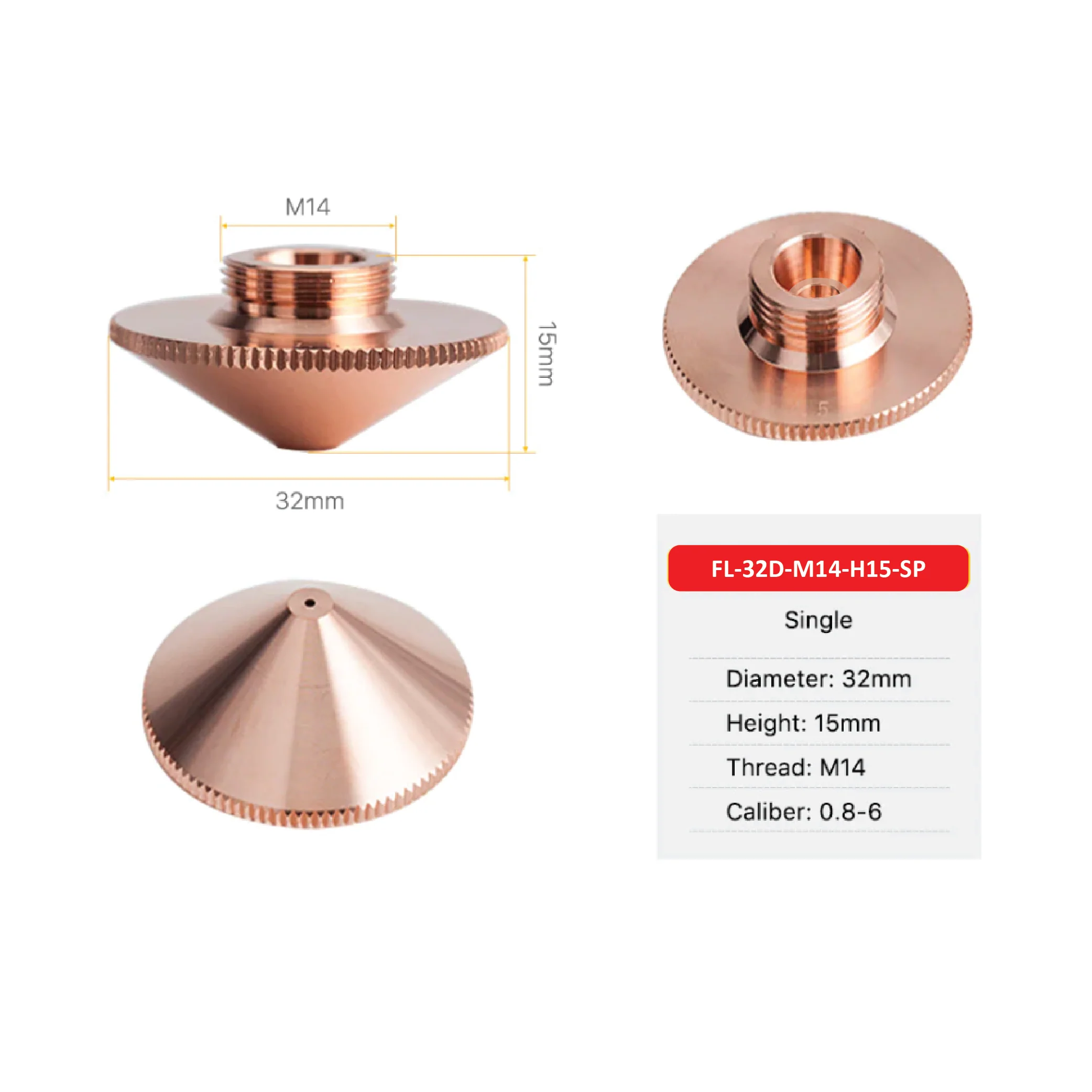 32mm Diameter, M14, 15mm Height - Fiber Nozzles - Image 4