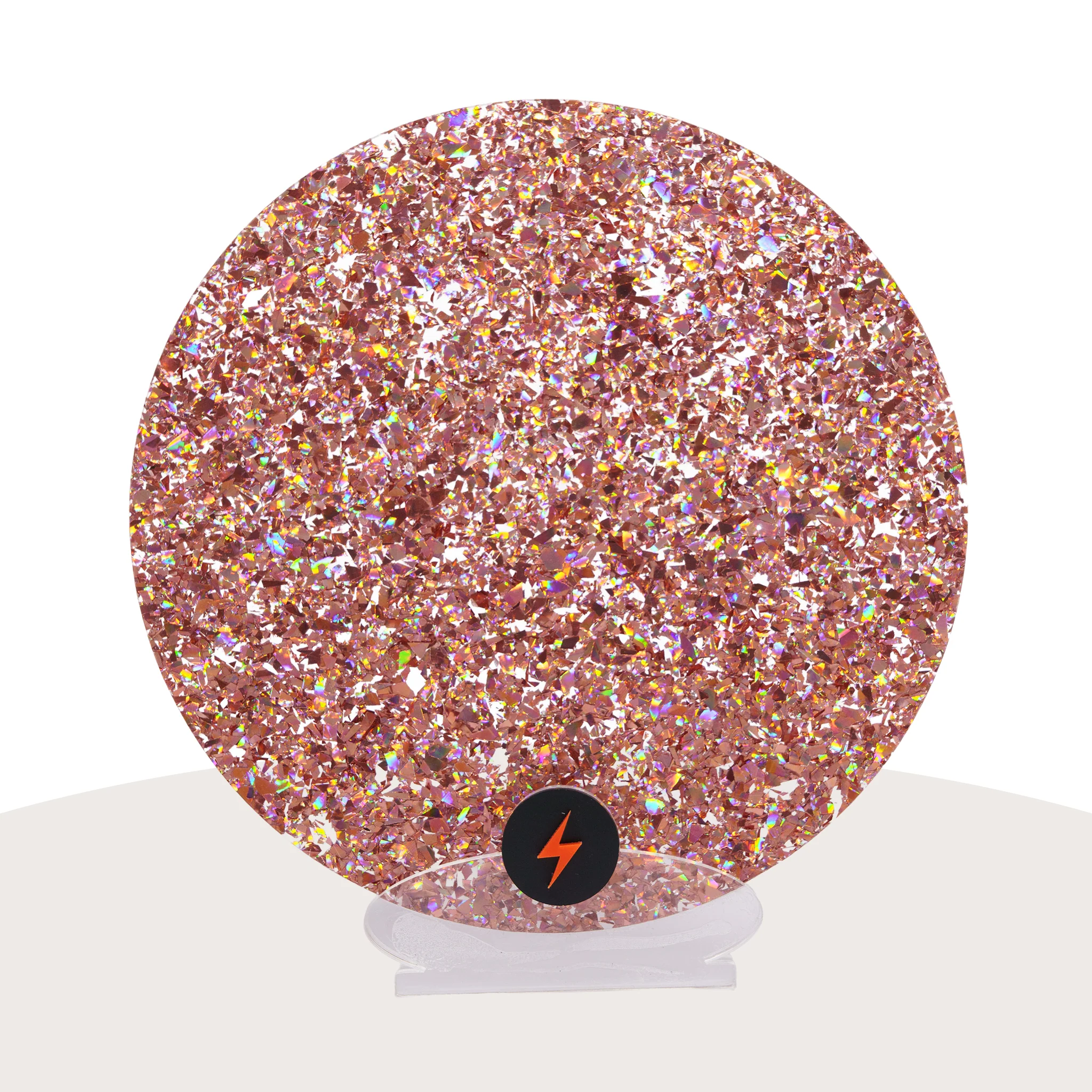 Holographic Rose Gold Chunky Glitter Acrylic - Image 3