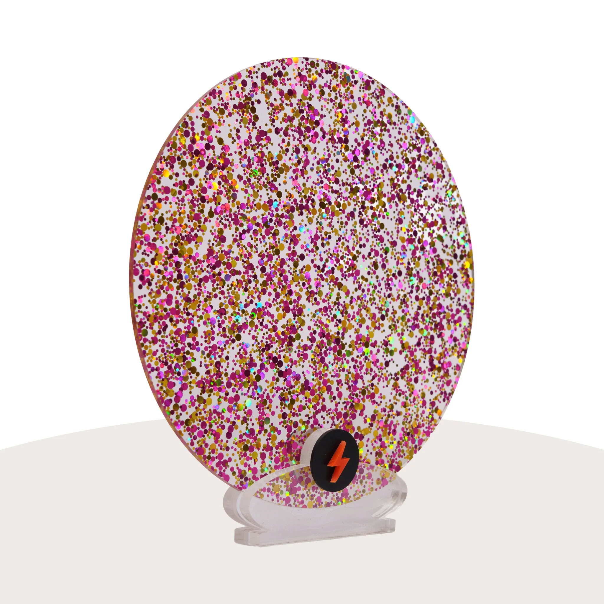 Pink/Gold Bubble Glitter Acrylic - Image 2